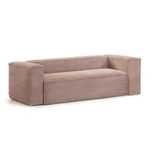 Sofá Blok 2 plazas pana rosa 210 cm - Kave Home, Vackart. S571LN24. Muebles de diseño en Vackart, los mejores muebles nórdicos.