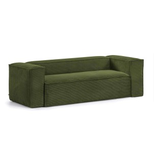 Sofá Blok 2 plazas pana gruesa verde 210 cm - Kave Home, Vackart. S571LN19. Muebles de diseño en Vackart, los mejores muebles nórdicos.