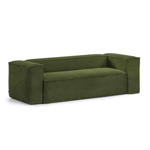 Sofá Blok 2 plazas pana gruesa verde 210cm-Kave Home, Vackart.S571LN19