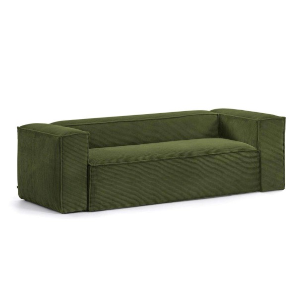 Sofá Blok 3 plazas pana verde 240 cm - Kave Home, Vackart. S570LN19