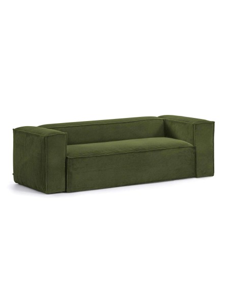 Sofá Blok 3 plazas pana verde 240 cm - Kave Home, Vackart. S570LN19