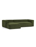 Sofá Blok 3 plazas chaise longue izquierdo pana gruesa verde 330 cm - Kave Home