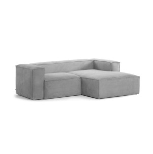 Sofá Blok 2 plazas chaise longue derecho pana gris 240 cm - Kave Home, Vackart. S574LN15. Muebles de diseño en Vackart, los mejores muebles nórdicos.