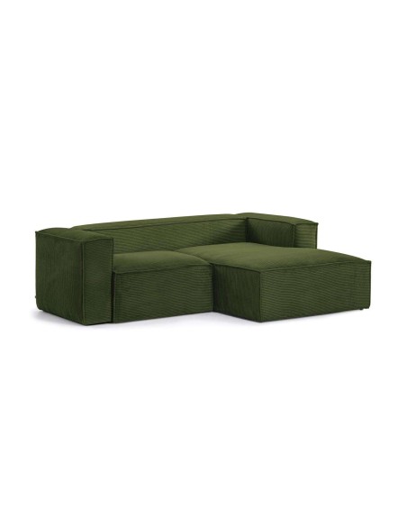 Sofá Blok 2 plazas pana gruesa verde 240cm-Kave Home, Vackart.S574LN19