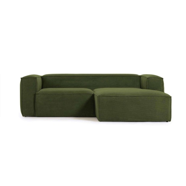 Sofá Blok 2 plazas pana gruesa verde 240cm-Kave Home, Vackart.S574LN19