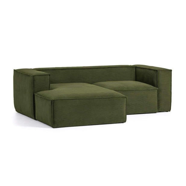 Sofá Blok chaise longue pana verde 240 cm - Kave, Vackart. S575LN19