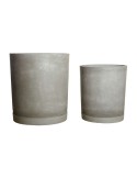 Set 2 Maceteros con Plato HOOK, Cemento Gris - House Doctor