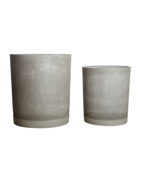 Set 2 Maceteros con Plato HOOK, Cemento Gris - House Doctor. Vackart
