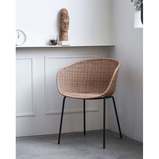 Silla con Brazos HAPUR, Ratán Sintético / Metal - House Doctor. Vackart