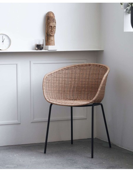 Silla con Brazos HAPUR, Ratán Sintético / Metal - House Doctor. Vackart