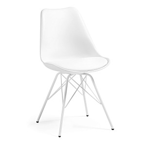 Silla RALF, Piel Sintética / Metal Blanco - Vackart. Las mejores sillas de diseño nórdico con calidad y estilo, solo en Vackart tu tienda de diseño más actual.