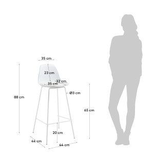 Taburete Alto BRIGHTER 65 cm, Blanco - Kave Home. Vackart 2