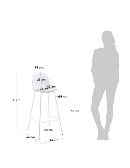 Taburete Alto BRIGHTER 65 cm, Blanco - Kave Home. Vackart