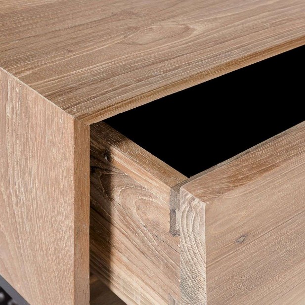 Mueble TV ONETWO 140, Teca Reciclada / Hierro - Dareels. Vackart