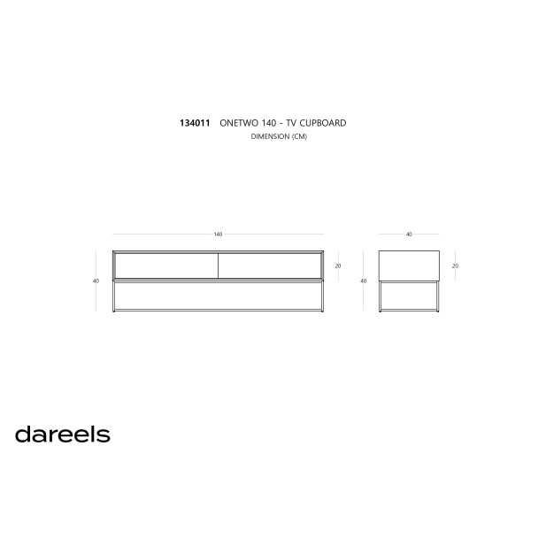 Mueble TV ONETWO 140, Teca Reciclada / Hierro - Dareels. Vackart