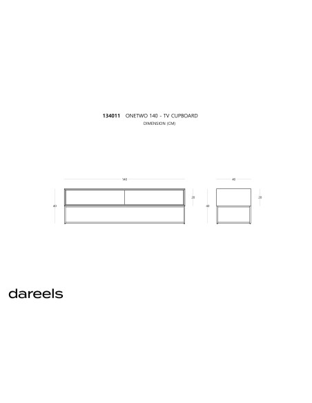 Mueble TV ONETWO 140, Teca Reciclada / Hierro - Dareels. Vackart