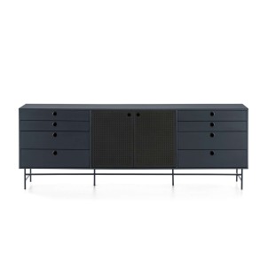 Aparador PUNTO 212x47cm, DM Antracita / Metal Negro - Teulat. Los modernos y más exclusivos muebles de diseño de Teulat solo en Vackart, tu tienda de diseño online.