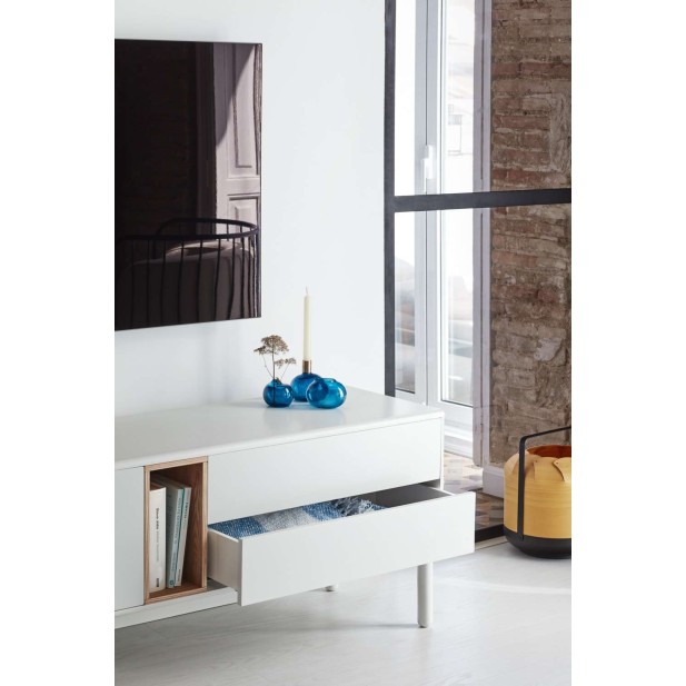 Mueble TV CORVO 180 cm, DM Crema / Chapa Roble - Teulat. Vackart