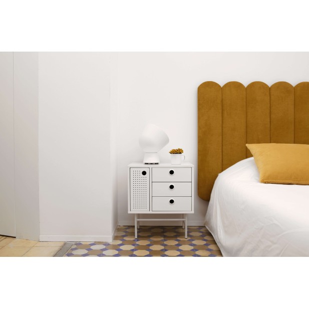 Mesita de Noche PUNTO, DM / Metal Blanco - Teulat. Vackart