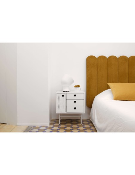 Mesita de Noche PUNTO, DM / Metal Blanco - Teulat. Vackart