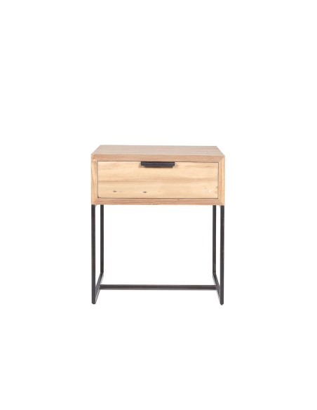 Mesita de Noche ONETWO 140, Teca Reciclada / Hierro - Dareels. Vackart