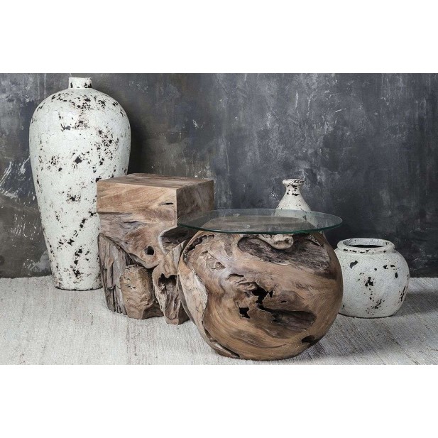 Taburete TOOR, Raíz Teca Natural - Dareels. Vackart