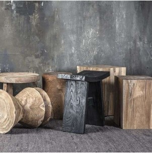 Taburete SOLID ROUND, Teca Reciclada Natural - Dareels. Vackart 2
