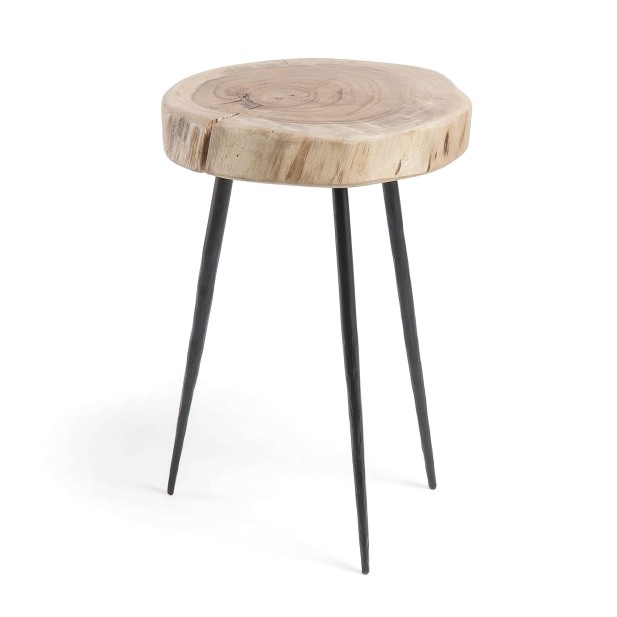 Mesa auxiliar Eider Ø 35 cm, Madera Acacia / Metal - Kave Home