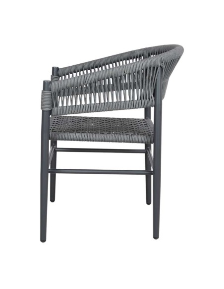 Silla con Brazos VIVIAN, Metal / Cuerda Sintética Gris. Vackart