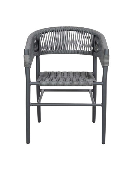 Silla con Brazos VIVIAN, Metal / Cuerda Sintética Gris. Vackart
