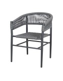 Silla con Brazos VIVIAN, Metal / Cuerda Sintética Gris