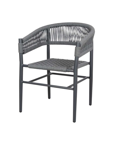 Silla con Brazos VIVIAN, Metal / Cuerda Sintética Gris. Vackart