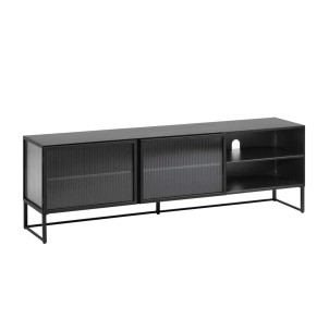 Mueble TV Trixie acero negro 180x58cm - Kave Home, Vackart AA6751R01. Muebles de diseño nórdico en Vackart