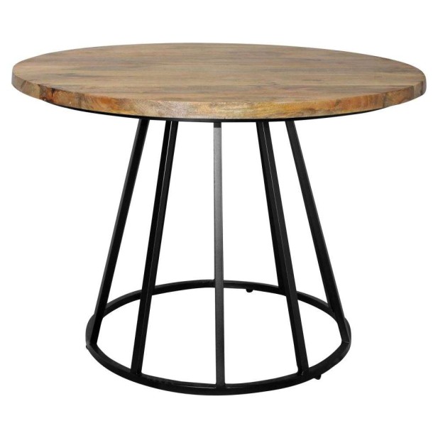 Mesa TÍVOLI Ø110 cm de Comedor, Madera Natural / Metal Negro. Vackart