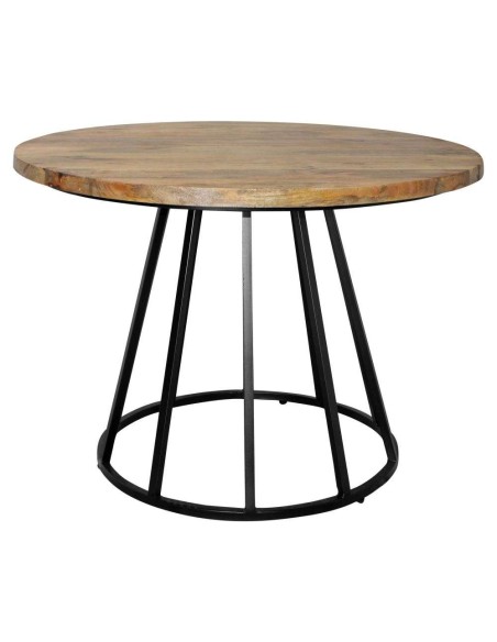 Mesa TÍVOLI Ø110 cm de Comedor, Madera Natural / Metal Negro. Vackart