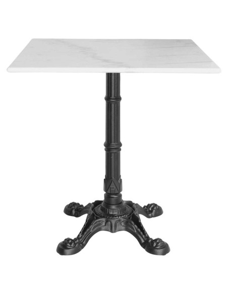 Mesa KRONOS 70x70 cm, Mármol Blanco / Metal Negro. Vackart