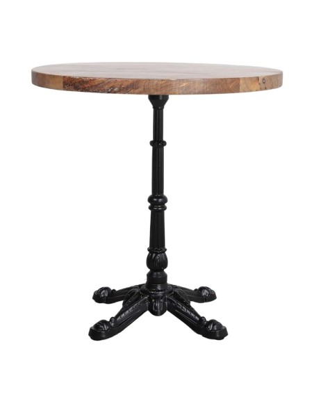 Mesa KRONOS Ø70 cm, Madera Natural / Metal Negro. Vackart