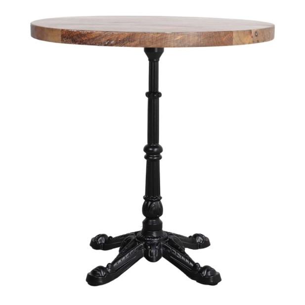 Mesa KRONOS Ø80 cm, Madera Natural / Metal Negro. Vackart