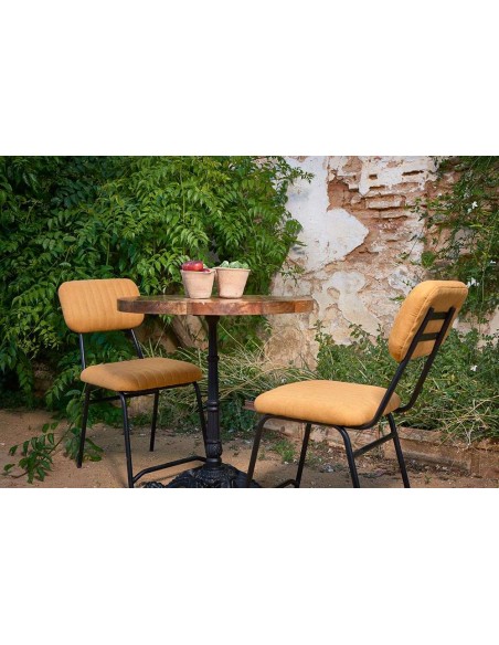 Mesa KRONOS Ø80 cm, Madera Natural / Metal Negro. Vackart