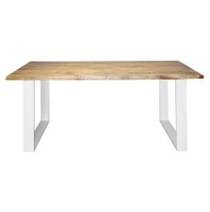 Mesa PAKIRA 150x80 cm, Mango Natural / Metal Blanco. Vackart