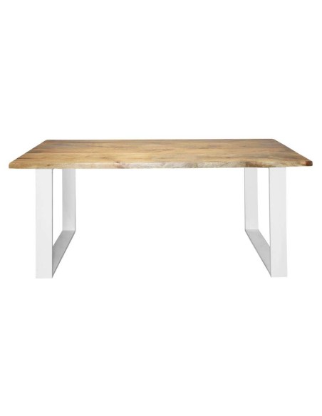 Mesa PAKIRA 150x80 cm, Mango Natural / Metal Blanco. Vackart