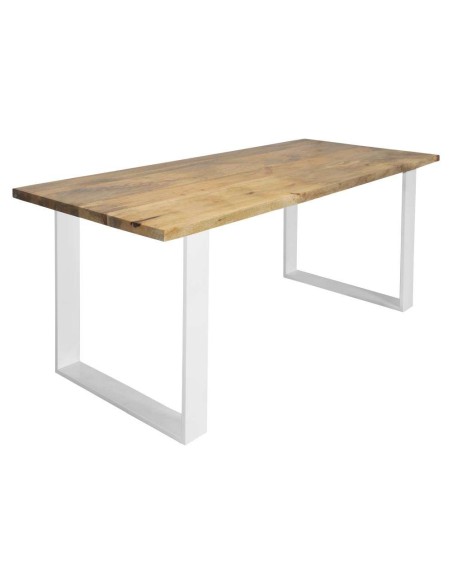 Mesa PAKIRA 180x80 cm, Mango Natural / Metal Blanco. Vackart