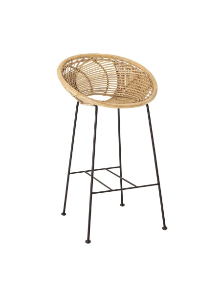Taburete YONNE 72 cm Alto, Ratán Natural / Metal - Bloomingville. Vackart