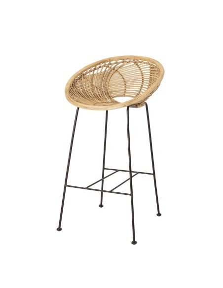 Taburete YONNE 72 cm Alto, Ratán Natural / Metal - Bloomingville. Vackart