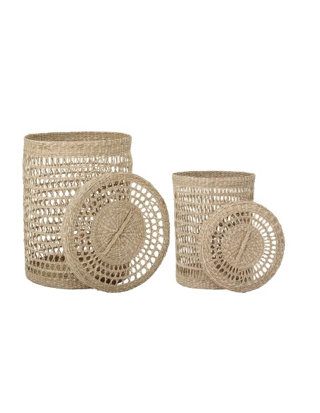Set 2 Cestas con Tapa CONNIE, Algas Marinas - Bloomingville. Vackart