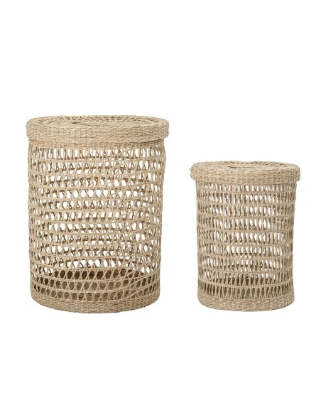 Set 2 Cestas con Tapa CONNIE, Algas Marinas - Bloomingville. Vackart