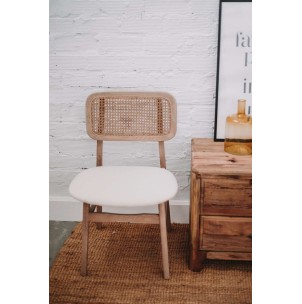 Silla BORIS, Madera / Textil Beige / Ratán Natural. Vackart 2