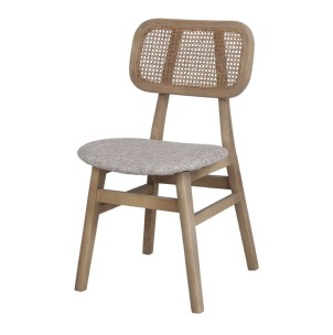 Silla BORIS, Madera / Textil Beige / Ratán Natural - Vackart. Modernas y exclusivas sillas de diseño nórdico en Vackart, tu tienda de diseño online.