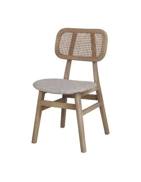 Silla BORIS, Madera / Textil Beige / Ratán Natural. Vackart