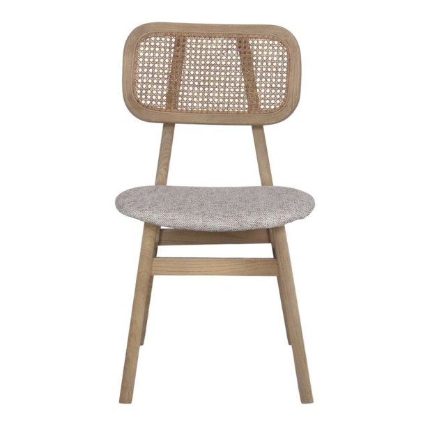 Silla BORIS, Madera / Textil Beige / Ratán Natural. Vackart